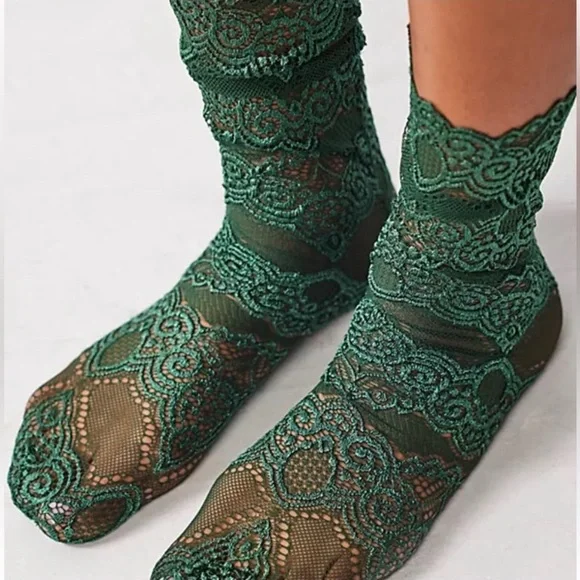 Free People Camila Lace Lacey Sheer Stockings Lingerie Socks | One Size - Picture 2 of 6